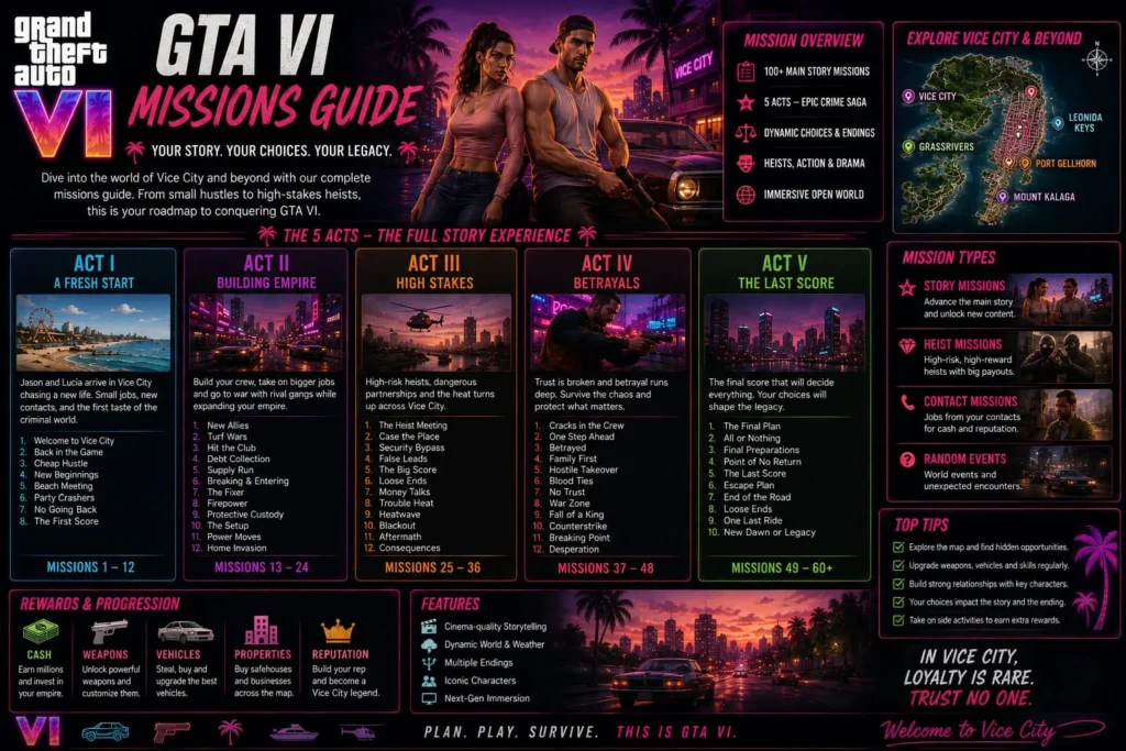 Complete GTA VI Missions Guide | Story and Mission List 1 GTA VI Missions Guide
