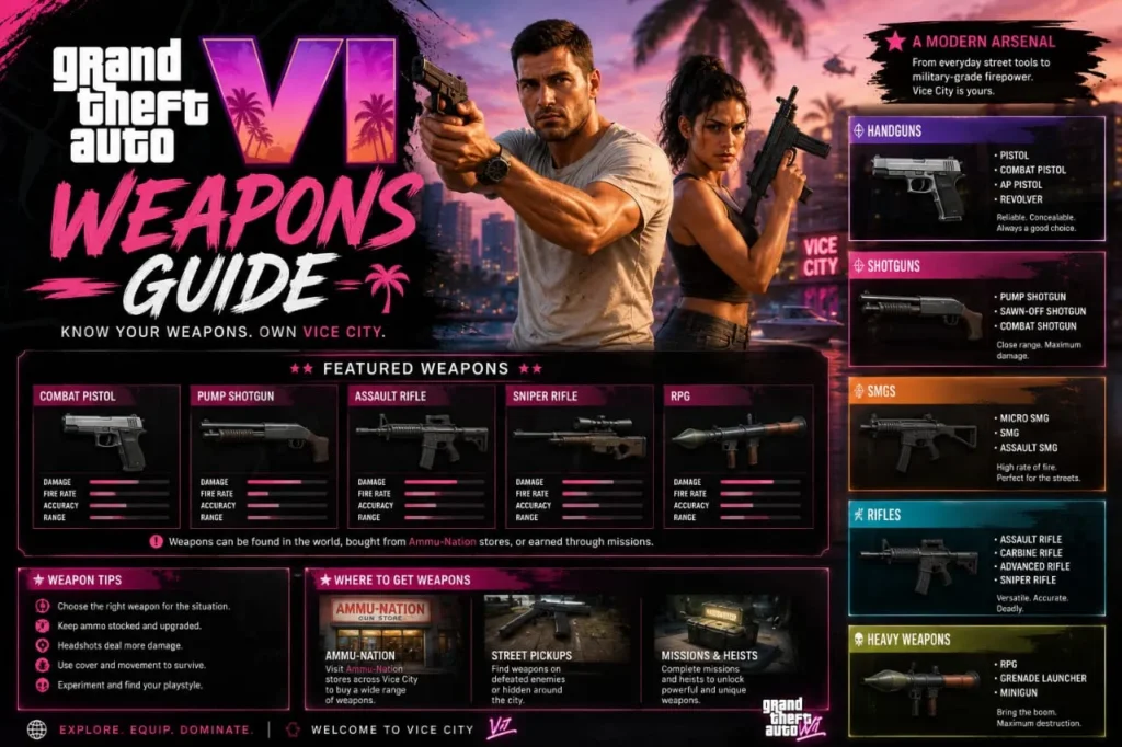 Complete GTA VI Weapons Guide | All Confirmed Weapons 1 GTA VI Weapons Guide
