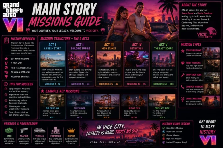 Main Story Missions Guide | GTA VI Story Walkthrough 1 Main Story Missions Guide